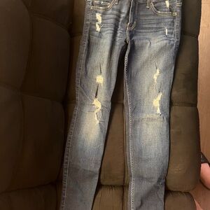 Hollister Women's Distressed Skinny Jeans - Classic Blue